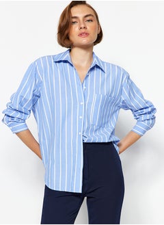 Buy Blue Striped Pocketed Oversize/Wide Fit Woven Shirt TWOAW24GO00033 in Egypt