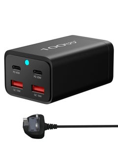 اشتري PD 100W 4 Port Desktop Charger UK Version With 40W USB C Braided Cable Black في السعودية