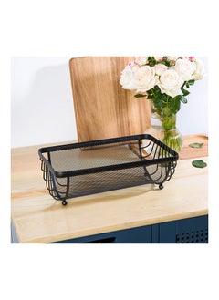 Buy Atticus Iron Fruit Basket Metal Iron Modern Houseware Dish Rack L 30x18 X H 10cm Black in UAE