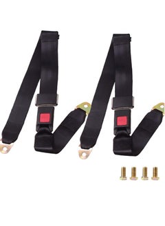 Buy Universal Seat Belt 2 Point Seat Belt Adjustable Lap Strap Buckle, Universal Golf Cart Belt Kit, Adjustable Retractable Belt Kit for Truck, Go Kart, Van, VR, UTV, and Buggies, 50" 2 Pack in UAE