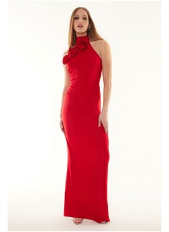 اشتري Red Woven Elegant Evening Dress TPRSS24AE00011 في مصر