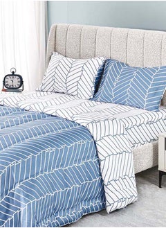 اشتري Chevron Comforter and Pillowcase Set, Tranquil Blue & White - 230x220 cm في الامارات