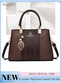 Buy Women's Fashionable Checkered Crossbody Bag Pu Leather Handbag With Exquisite Pendant Accessories in Saudi Arabia