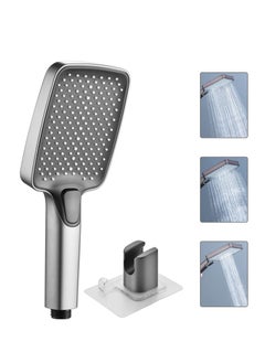 Buy SYOSI Square Shower Head & Shower Head Holder Set, Chrome Plated Shower Head with 3 Spray Settings High Pressure and Water-saving Adhesive Shower Head Holder in Saudi Arabia