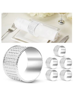 Buy Napkin Ring Set of 6 Silver Stainless Steel Bead Side Metal Napkin Holder Ring Simple Creative Napkin Buckle European Metal Napkin Ring for Dining Anniversary Birthday Party of Table Setting in Saudi Arabia