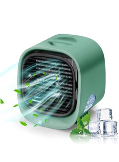 اشتري Portable Air Conditioner Fan, Personal Space Air Cooler Mini Evaporative Cooler Fan, Mini Desk Fan with 3 Speeds LED Light, Humidifier Misting Fan for Home Office Bedroom,-Green في الامارات