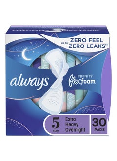 Buy Infinity Feminine Pads for Women, Size 5 Extra Heavy Overnight, with wings, unscented, 30 Count in UAE