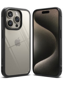 Buy Fusion Bold Compatible with iPhone 15 Pro Max Case Cover Firm Grip Frame Anti-Yellowing Anti-Fingerprint Frosted Hard Back Shockproof Bumper Back Cover - Black in UAE