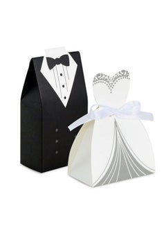 اشتري Wedding Favor Boxes Small Wedding Party Favor Boxes Bride And Groom Candy Boxes For Bridal Shower Decorations Dress And Tuxedo Favor Boxes 50Pcs في الامارات