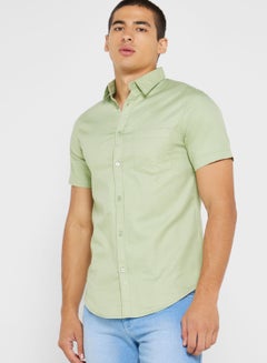 Buy Solid Slim Fit Short Sleeve Casual Shirt in UAE