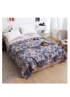 Buy LUNA HOME Fleece Blanket 200*230cm Super Soft Throw Elegant Bohemia Design,Gray-Blue Color. in UAE