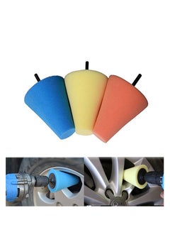 Buy Car Wheel Rim Foam Sponge Polishing Pad Cone Shaped Buffing Pads Hub Auto Cleaning Tool Accessories 3Pcs in UAE
