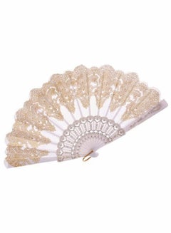 Buy Lace Folding Fan Vintage Handheld Fans Bridal Hand Women Festival Gift Performance Home Decorative Accessories in UAE