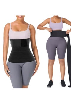 اشتري Waist Trainer, Women'S Wrapped Abdominal Exercise Belt, Slimming Thin Shaping Belt Adjustable Fat Burning Girdle (Black) في الامارات