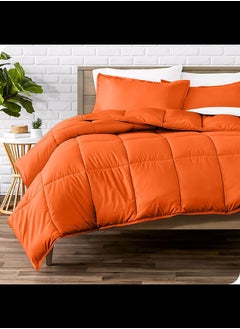 Buy Cotton - Plain - 3 Pieces Heavy Comforter Set - 4Kgs - Down Alternative Filling - (For Matress 180cm/200cm) - Size  (250cm x 240cm) + 2 Pillow Case Covers (50cm x 70cm) - Orange in Egypt