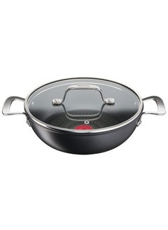 Buy Unlimited Non-Stick Thermo-Signal Shallowpot With Glass Lid Black 26 cm in UAE