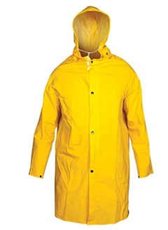 اشتري Waterproof Yellow Heavy Duty Raincoat Polyester Backing Protective Workman Long Rainwear في الامارات