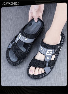 Buy Men's Trendy Outdoor Slippers Personalized Dual-purpose Sandals Household Anti-slip Summer Beach Sandals Black in Saudi Arabia