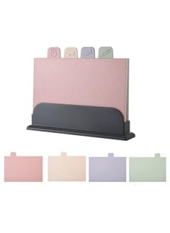 اشتري Plastic Cutting Board with Storage Shelf (set of 4), for Kitchen Different Food Types,Color-Coded Dishwasher-Safe Non-Slip,with Space Saving Storage Case في الامارات