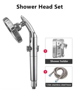 Buy 1-Set Bathroom Shower Head Set ABS Silver 25.5x10.2x1.9 Centimeter in UAE