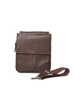 Buy Luxury Logo Embellished Genuine Leather Crossbody Bag With Adjustable Strap And Back Metal Zipper in Egypt
