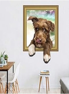 Buy The new 3D simulation cute dog wall sticker PVC removable art decal kids room Bedroom Pet shop background decorative wall stickers in Egypt