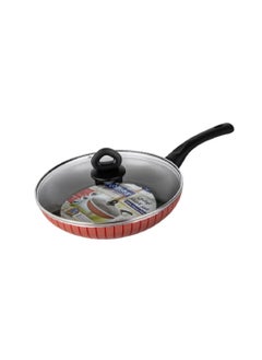 Buy Bank Fry Pan with Glass Lid 16-116 Black/Red 26.0cm in Saudi Arabia