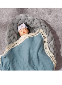 Buy Baby Blanket, Infant Swaddle Wrap Sleepsack Stroller Cover Soft Newborn Blankets Fringed gauze Bath Gauze Dark Blue 80*65cm in Saudi Arabia