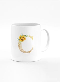 اشتري Stylizedd Designer Printed Coffee Mug 11oz Ceramic Personalised Gift Mugs Cup -Custom Monogram Initial Letter Floral Pattern Alphabet - C ( White ) في الامارات