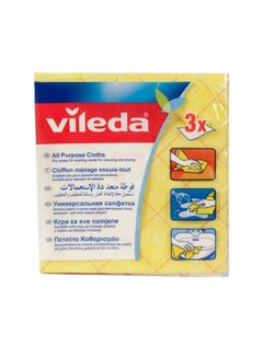 Buy All purpose Viscose Cleaning Cloths, Multicolor, Pack of 3 in UAE