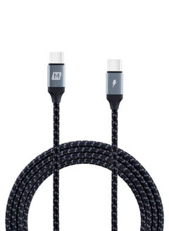 اشتري Momax Zero USB-C to USB-C 60W PD Braided Charging Cable 2m Supports 3A Output - Black في السعودية