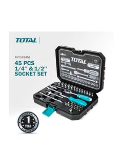 Buy TOTAL Industrial 1/4 Socket Set 45-Piece Collection for Maintenance and Repairs -THT141451 in Saudi Arabia