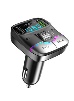 Buy Bluetooth 5.3 FM Transmitter for Car, FM Transmitter Bluetooth ，Lag-Free Music Streaming, Bluetooth Car Adapter-Premium Sound, PD 30W Fast Charger Car Bluetooth Adapter in Saudi Arabia