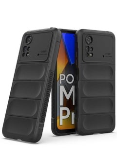Buy Cover Xiaomi Poco M4 Pro 4G  , - Brushed Dual Protection Shockproof Cover - Heavy Duty Case Slip-Resistant - Black in Egypt