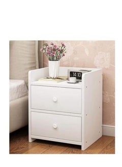 Buy Bedside Storage Cabinet, Modern Side Desk with Two Storage Drawer , Simple Mini Space Saving for Bedroom Office Lounge Living Room White in Saudi Arabia