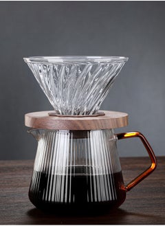 Buy V60 Coffee Maker Glass Coffee Server Set Pour Over Coffee Tea Set  with Glass Coffee Dripper 2 in 1 for Home or Office Vertical Glass Clear 600ml in Saudi Arabia