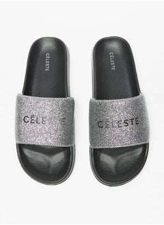 Buy Womens Glitter Print Slip-On Slides in Saudi Arabia