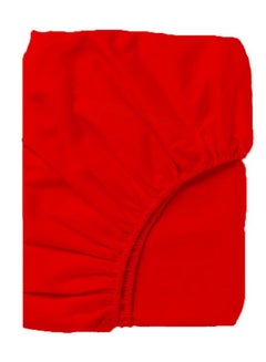 Buy Single Fitted Bed Sheet Red 90 x 200 cm in Saudi Arabia