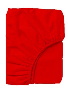 Buy Single Fitted Bed Sheet Red 90 x 200 cm in Saudi Arabia