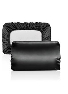 Buy Silky Satin Pillowcase - Hair & Skin Care, Travel-Friendly Satin Pillow Case Cover, Cooling, Elastic Band - Standard & Queen Size Pillow Cover, Black in Saudi Arabia