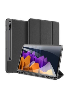 Buy For Samsung Galaxy TAB S7 11 Inch Case Smart Cover with Pencil Holder Flip Leather TPU Case for Tab S8 in Saudi Arabia