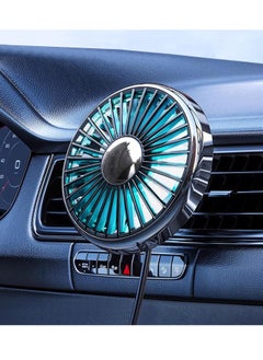 Buy Usb Car Fan for Air Vent Mounted with Colorful Light, 360° Rotatable Portable Clip Fans Small Cooler Mini Fan Silent, Air Vent Booster Fan for Vehicle, Van, Truck, Suv, Rv in Saudi Arabia