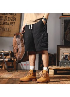 Buy Summer 2023 Cotton Utility Shorts Mens Loose Fit Black in UAE