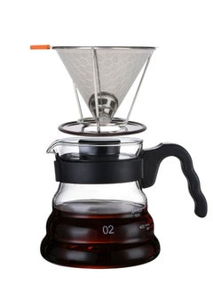 Buy 600ML Pour Over Coffee Maker - Drip Glass Coffee Server with Stainless Steel Coffee Paperless Dripper, in Saudi Arabia