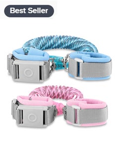 Buy Anti Lost Wrist Link with Magnetic Induction Lock 2 Pack (1.5m Pink + 1.5m Blue) Toddler Wrist Leash for Kids Child Safety Harness with Reflective Strip (Magnetic Unlock Design) in Saudi Arabia