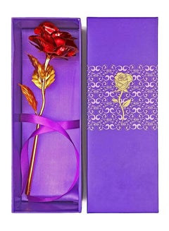 Buy 24K Golden Rose Foil Artificial Rose Plastic Long Stem Gold Dipped Plated Fake Flower in Luxurious Gift Box for Wedding Anniversary Birthday Mother’s Day and Special Occasions Red in UAE