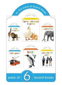 Buy My Super Pack Of Board Books : Opposites, Wild Animals, Farm Animals and Pets, Birds, Transport, People At Work (6 Early Learning Board Books with an attractive shape) in UAE