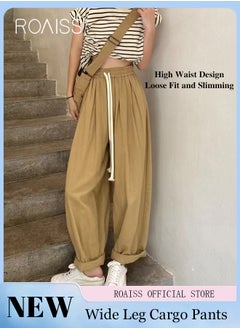 Buy Women High Waisted Wide Leg Pants with Loose Fit High Waisted Design Casual Workwear Trousers with Skin Friendly Fabric Fashionable and Versatile Suitable for Work and School in Saudi Arabia