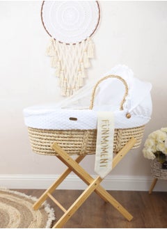 Buy Portable Baby Moses Basket Cot With Durable Stand (white) in Saudi Arabia