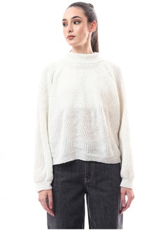 Buy Chunky Knit Off-White Pullover with Turtle Neck in Egypt